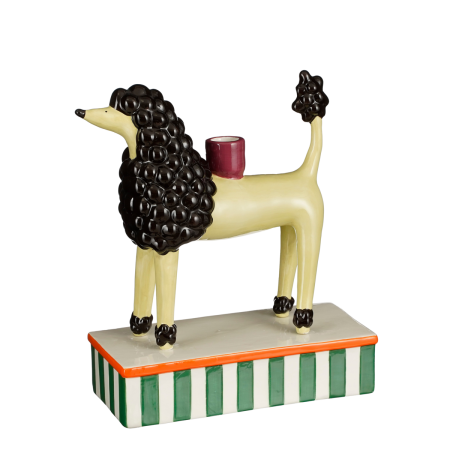 Kandelaar Hond - L24 x B11 x H29 cm - Keramiek - Lichtgeel