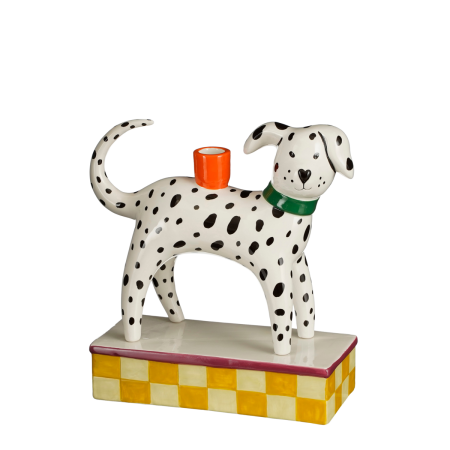 Kandelaar Hond - L26 x B11 x H27 cm - Keramiek - Wit