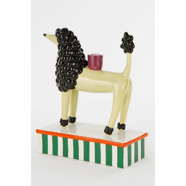 Kandelaar Hond - L24 x B11 x H29 cm - Keramiek - Lichtgeel