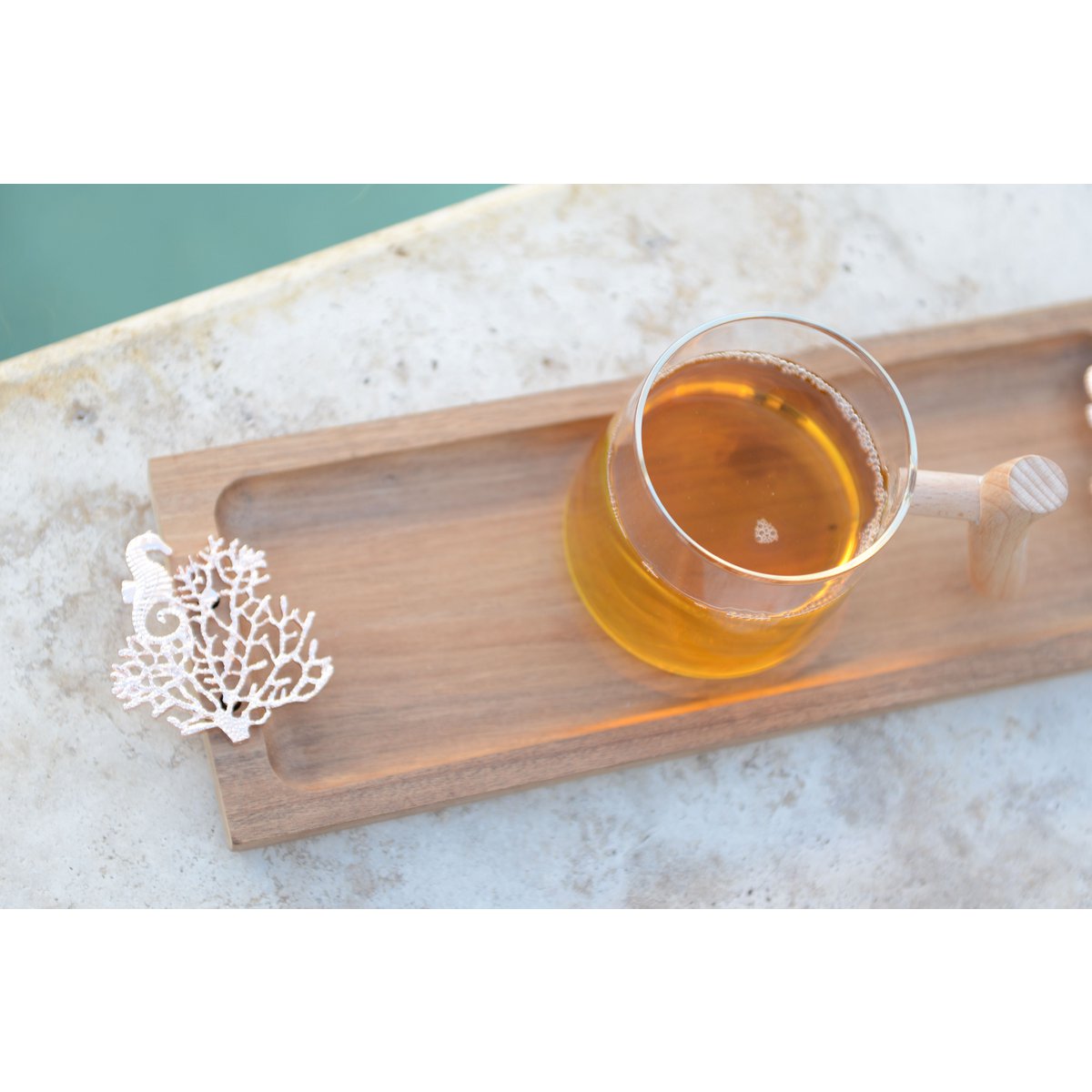 Houten lade met decoratie roségoud 42x13x3cm