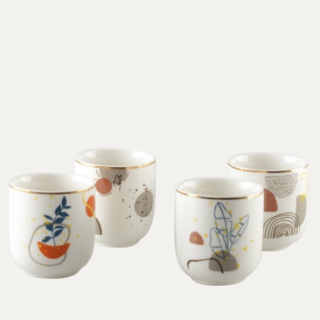 90 ml Art Deco Coffee Cups - veel van 4