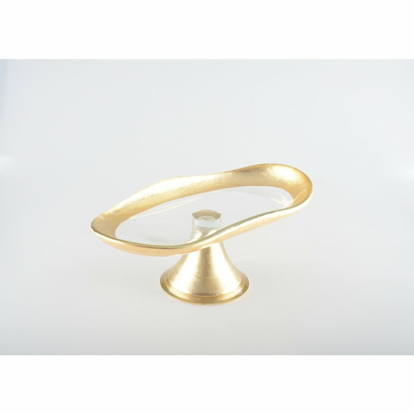 Cakebeschaal goud te voet klein model 27,5x14.5x10cm