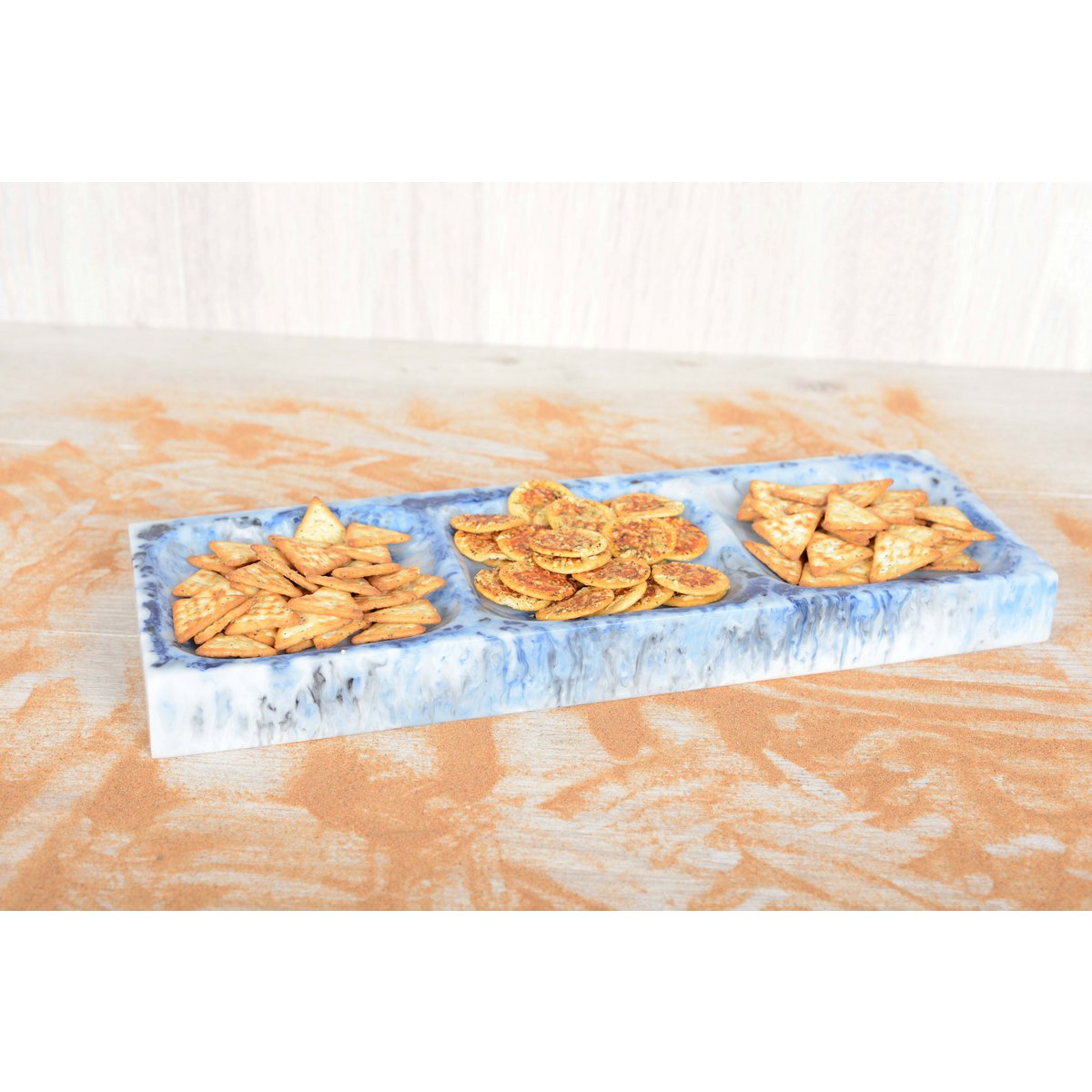 Aperitif Dish 3 Compartimenten / Blue Resin Cake Dish Cloud