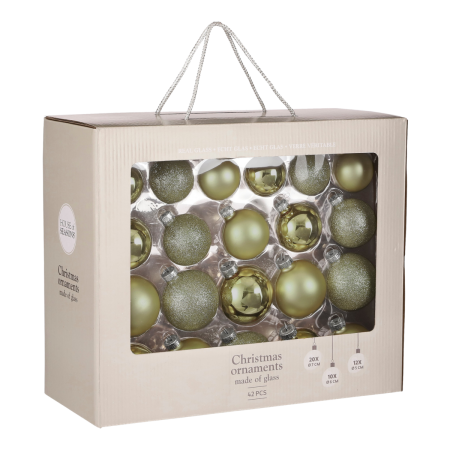Kerstballen Set - 42 Stuks - Ø7 cm - Glas - Lichtgroen