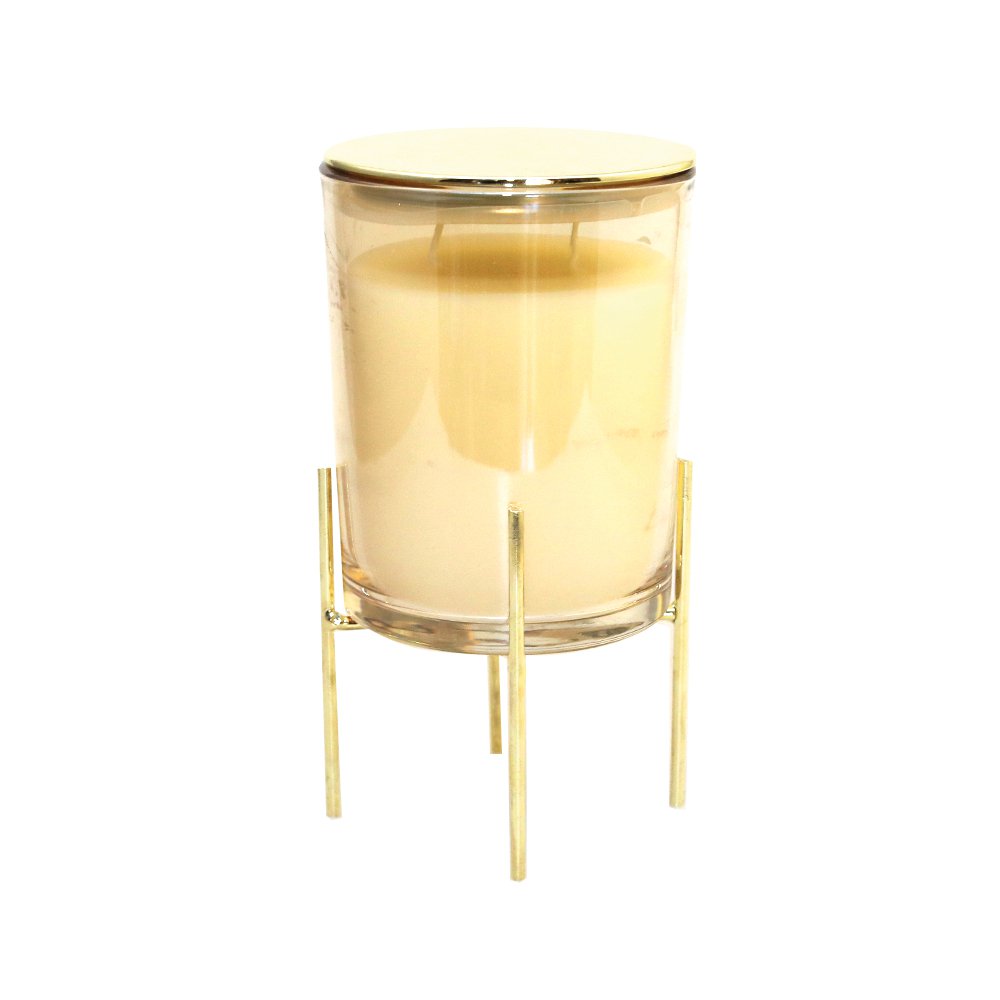 Gouden kaarsen vanille parfum met goud metaalondersteuning