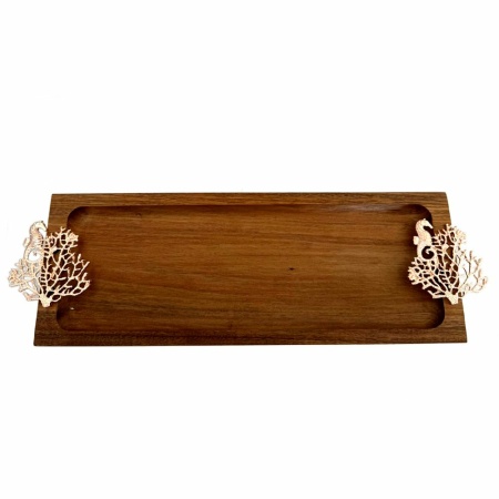 Houten lade met decoratie roségoud 42x13x3cm