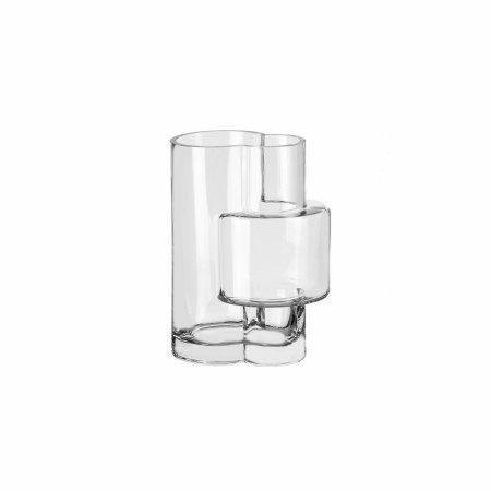 Innovatieve modernistische hoge vaas, topdesign, constructivistisch FUSIO 32 helder glas
