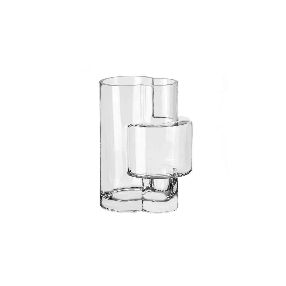 Innovatieve modernistische hoge vaas, topdesign, constructivistisch FUSIO 32 helder glas