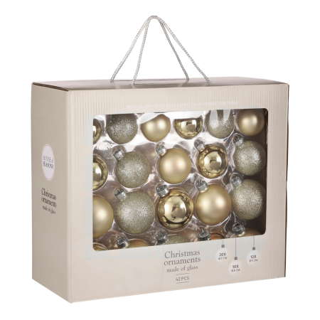 Kerstballen Set - 42 Stuks - Ø7 cm - Glas - Champagne