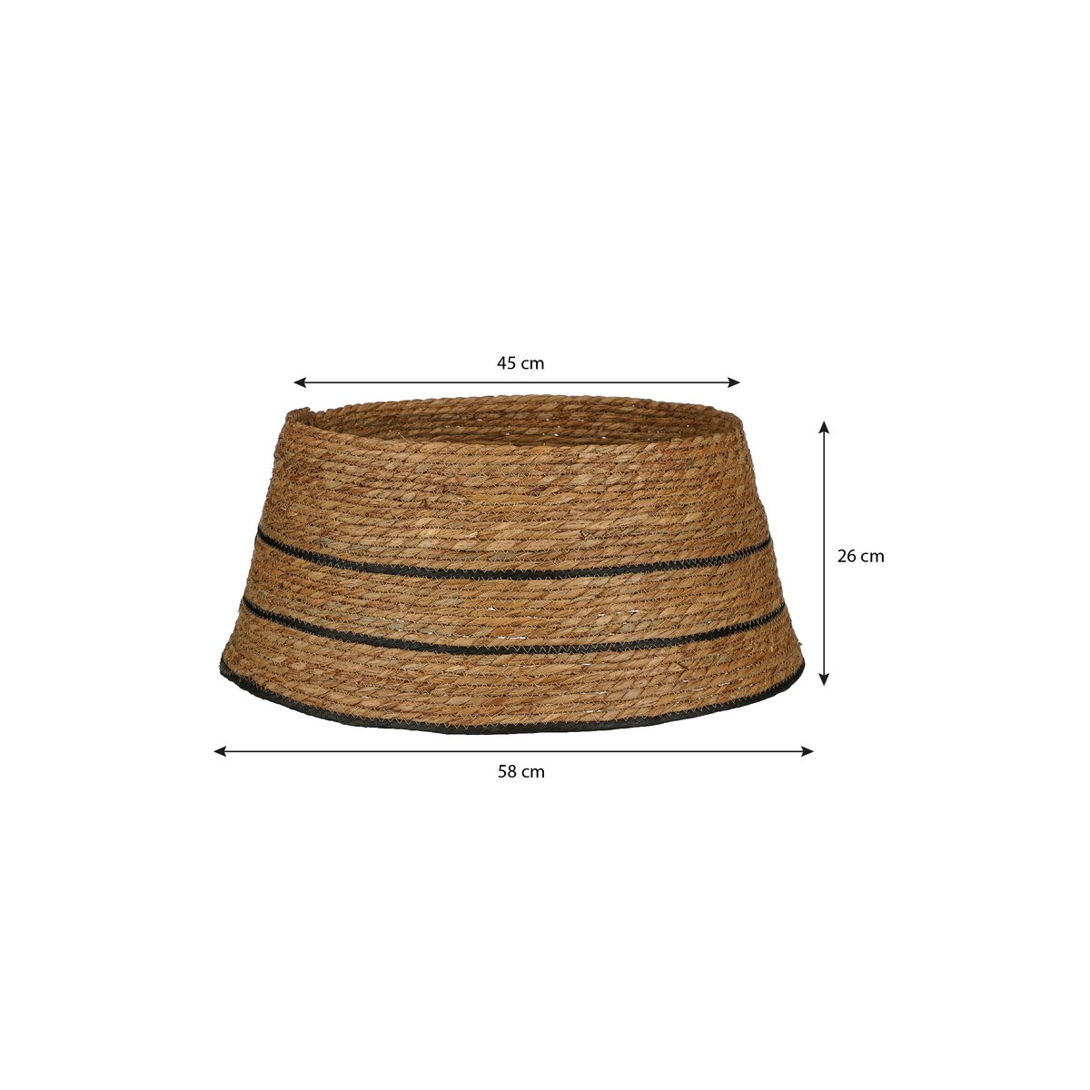 Kerstboomrok - H26 x Ø58 cm - FSC Mix - Zeegras - Naturel Bruin, Zwart