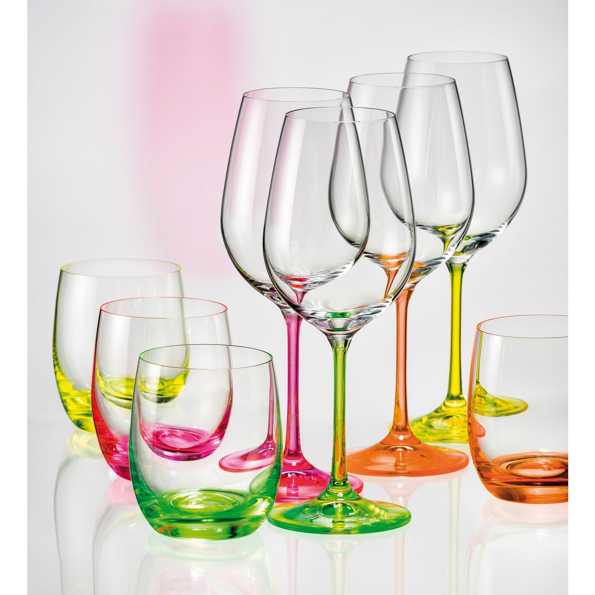350 ml neon wijnglazen - veel van 4