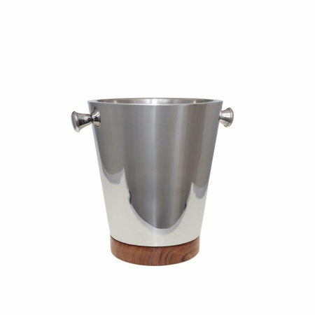 Champagne Wood and Silver Bucket 20.5x20.5x24.5cm