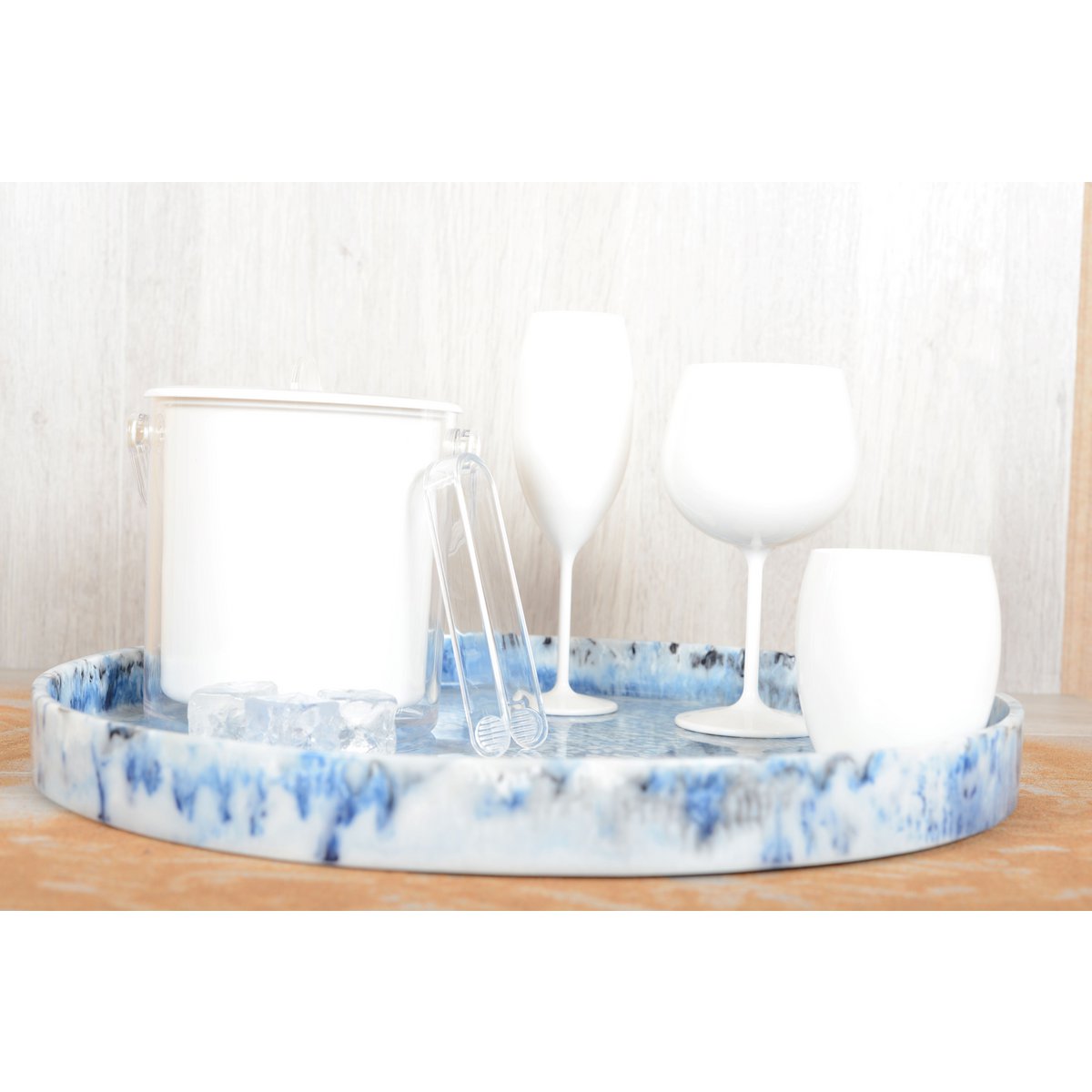 Witte champagne fluiten in 210 ml acryl - veel 6