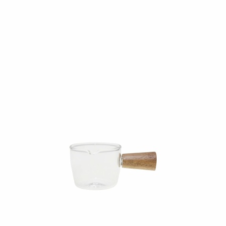 Mini -glazen pan met houten handgreep 9x5.5x4cm