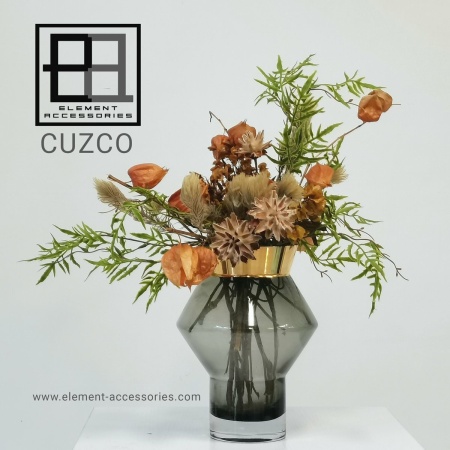 stijlvolle glazen vaas met 24k gouden rand, CUZCO
