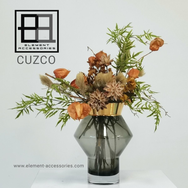 stijlvolle glazen vaas met 24k gouden rand, CUZCO
