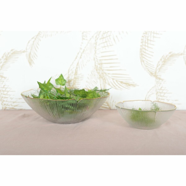 Glazen bloemenbeker met gouden rand 16 cm