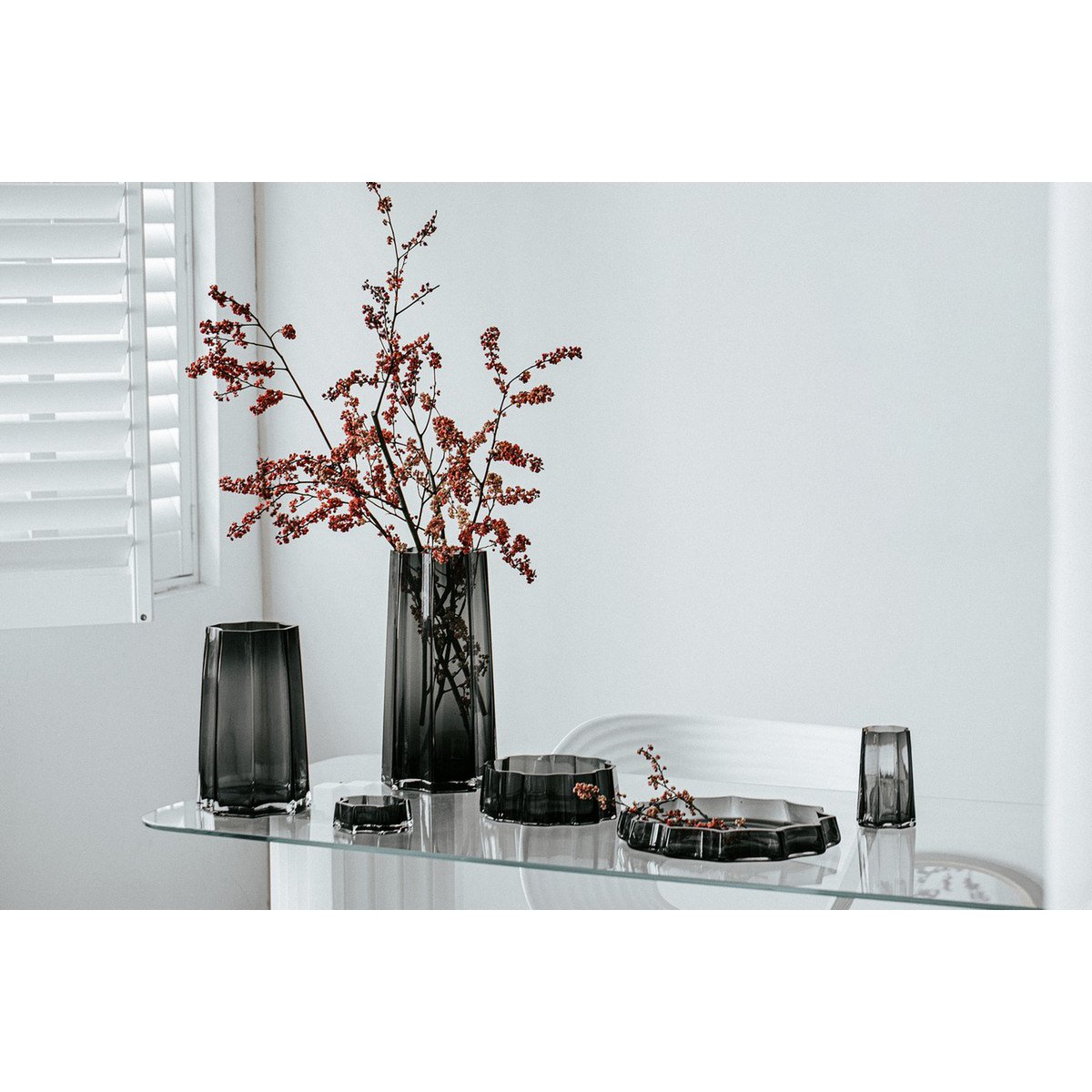 Modern-Klassiek Luxe hoge vaas, stijlvol Belgisch design, LENOX 40 Grijs