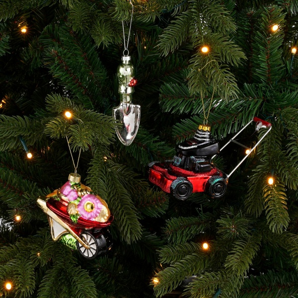 Kerst Ornament Kruiwagen - L10,5 x B6 x H9,5 cm - Rood