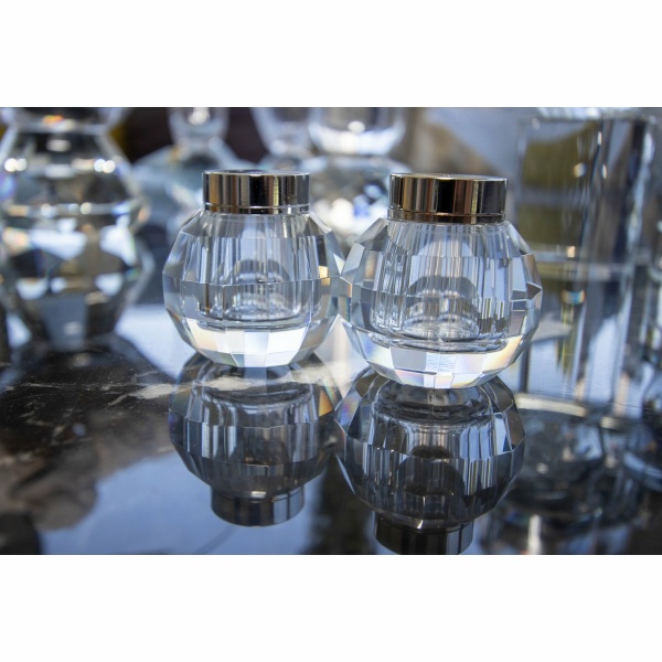 Kristal ronde zout shaker en peper