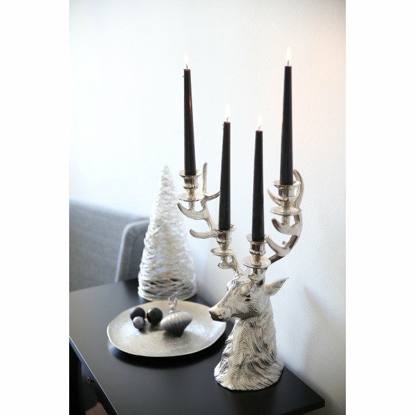 EDZARD kandelaar Hirsch Richard voor 4 kaarsen, hoogte 43 cm, aluminium vernikkeld, zilverkleurig