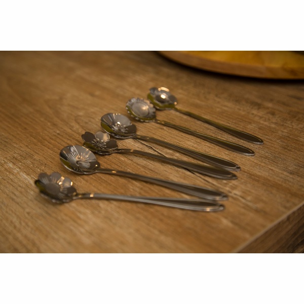 Silk -bable flower dessert lepel - veel van 6