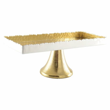 Witte en gouden cakeschotel te voet 35x15x12,5 cm