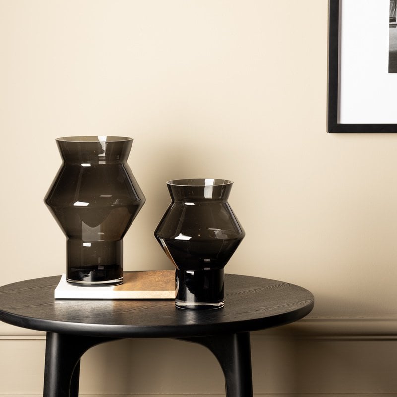 Moderne designvaas, trendy topseller, donkergrijs hoogwaardig glas, CUZ11GR