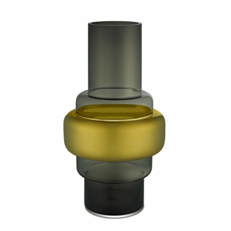 Luxe retro stijl glas, grijs + 24k gouden vaas XXL, TYLER 46GO, 9mm dik glas