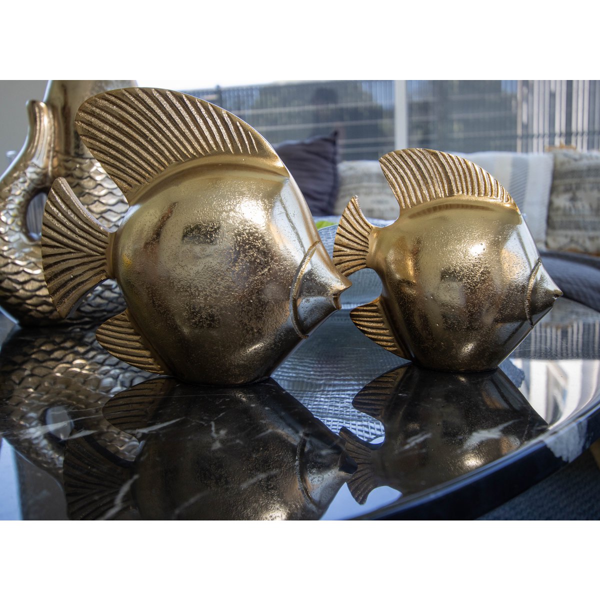 Gouden decoratieve vissen H19,5 cm