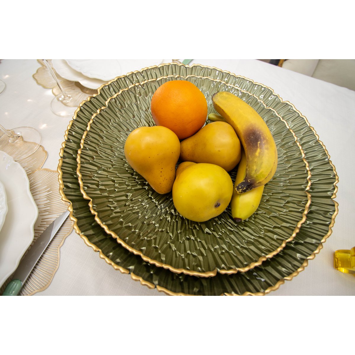 Groen gesneden met gouden rand 40,5 cm