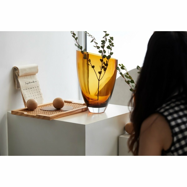 grote glazen vaas, kristalhelder, amber, BULED 30 AMBER 9 mm dik glas