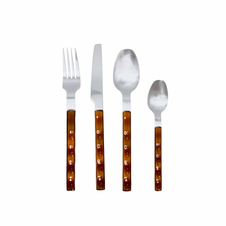 Huishouden 24 stuks in zilver met bruine handvat