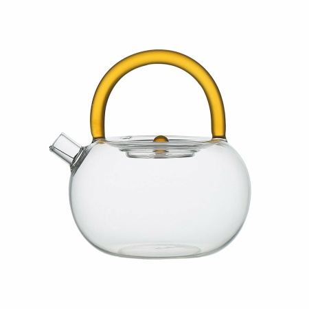 Glazen theepot met gele handvat 800 ml