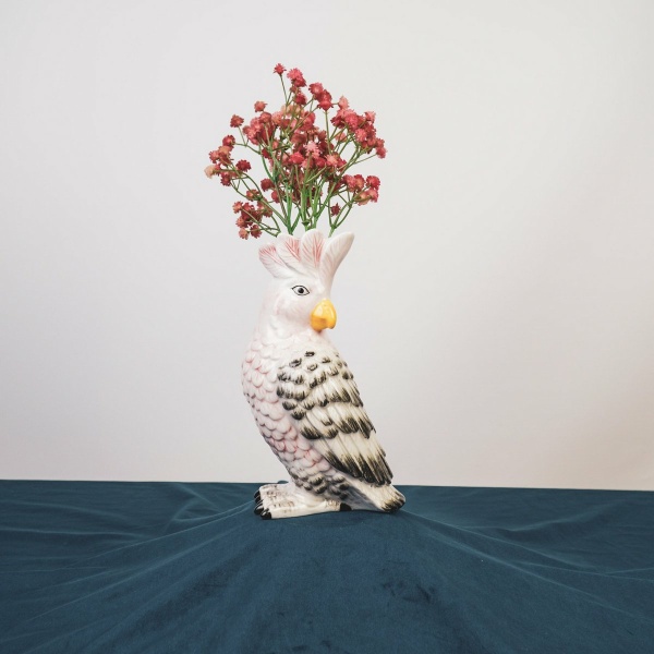 VASE-Cockatoe-Dolomite-roze/ groen-14-x10.5x22cm