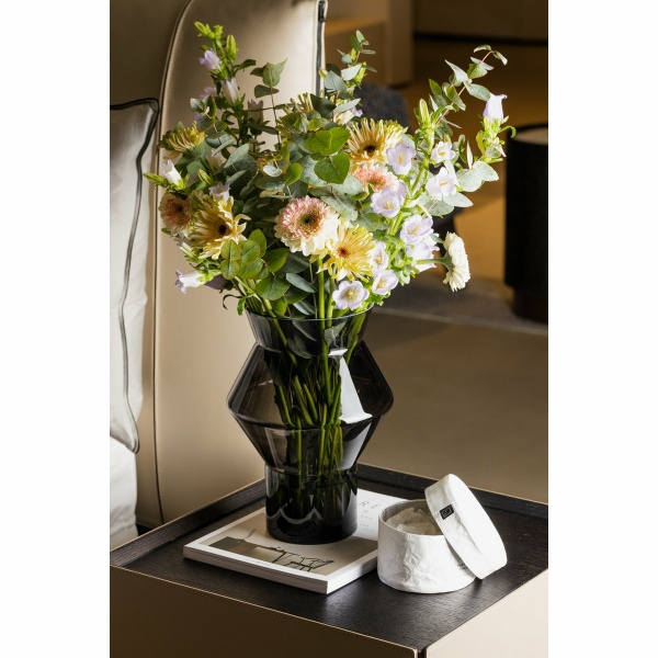 Moderne designvaas, trendy topseller, donkergrijs hoogwaardig glas, CUZ11GR