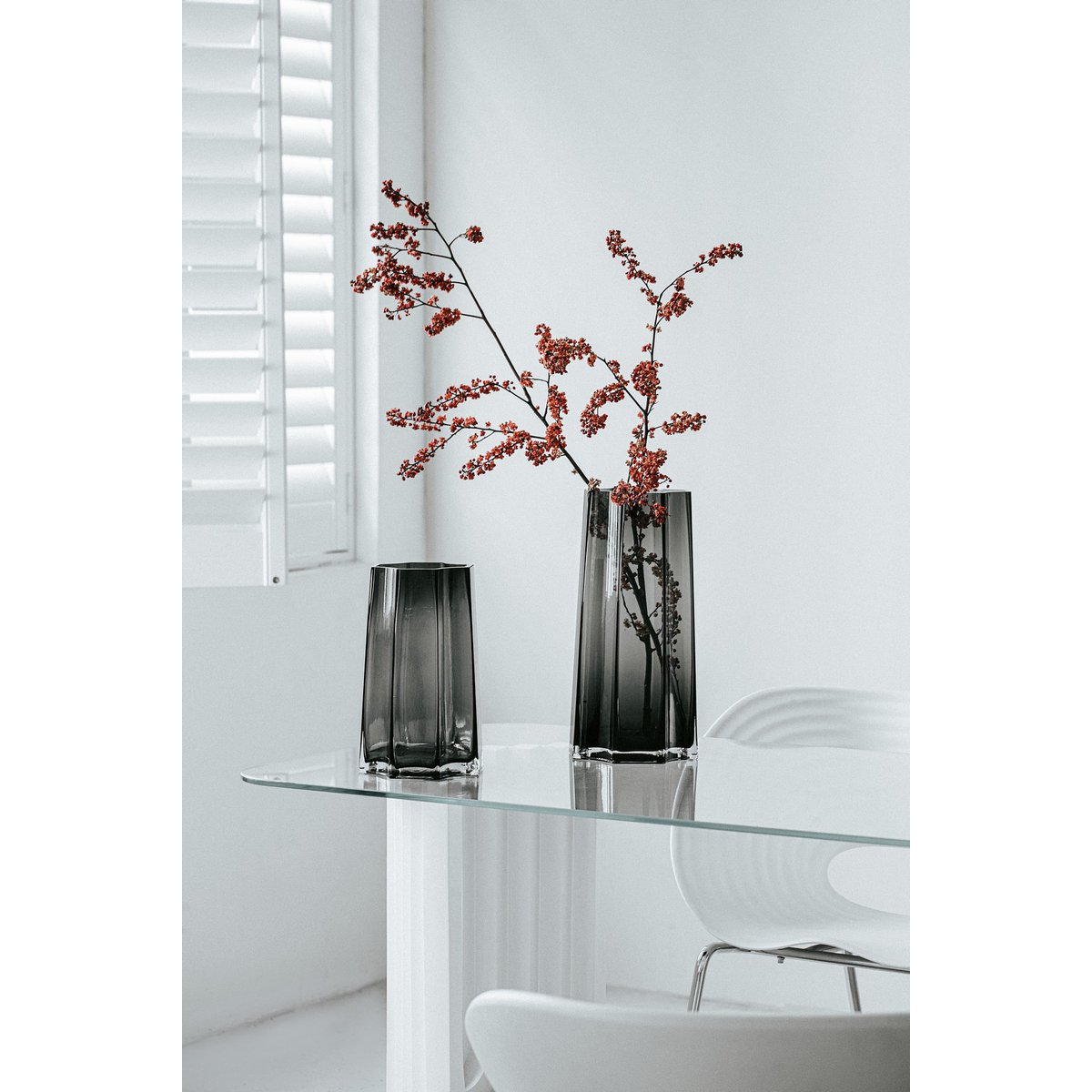 Modern-Klassiek Luxe hoge vaas, stijlvol Belgisch design, LENOX 40 Grijs