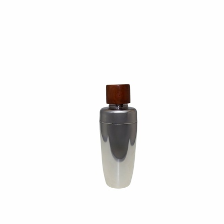 Hout- en zilveren cocktailshaker 8,5x8,5x24cm