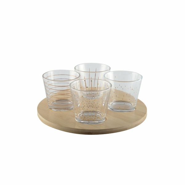 Gouden bekers met houten lade - veel van 4