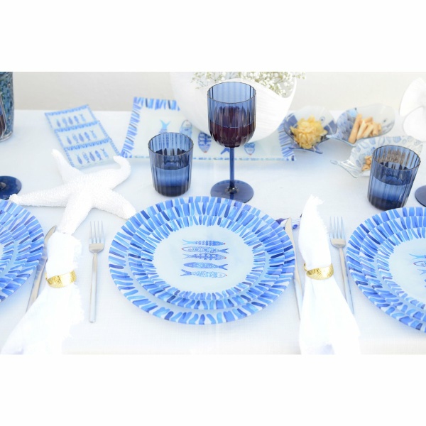 Acrylblauwe waterglazen - veel 6