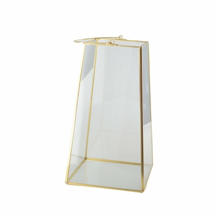 Lantaarn gouden rand met handgreep H30cm