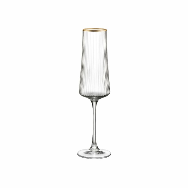 Champagne fluiten vergulde rand 210 ml - veel 6