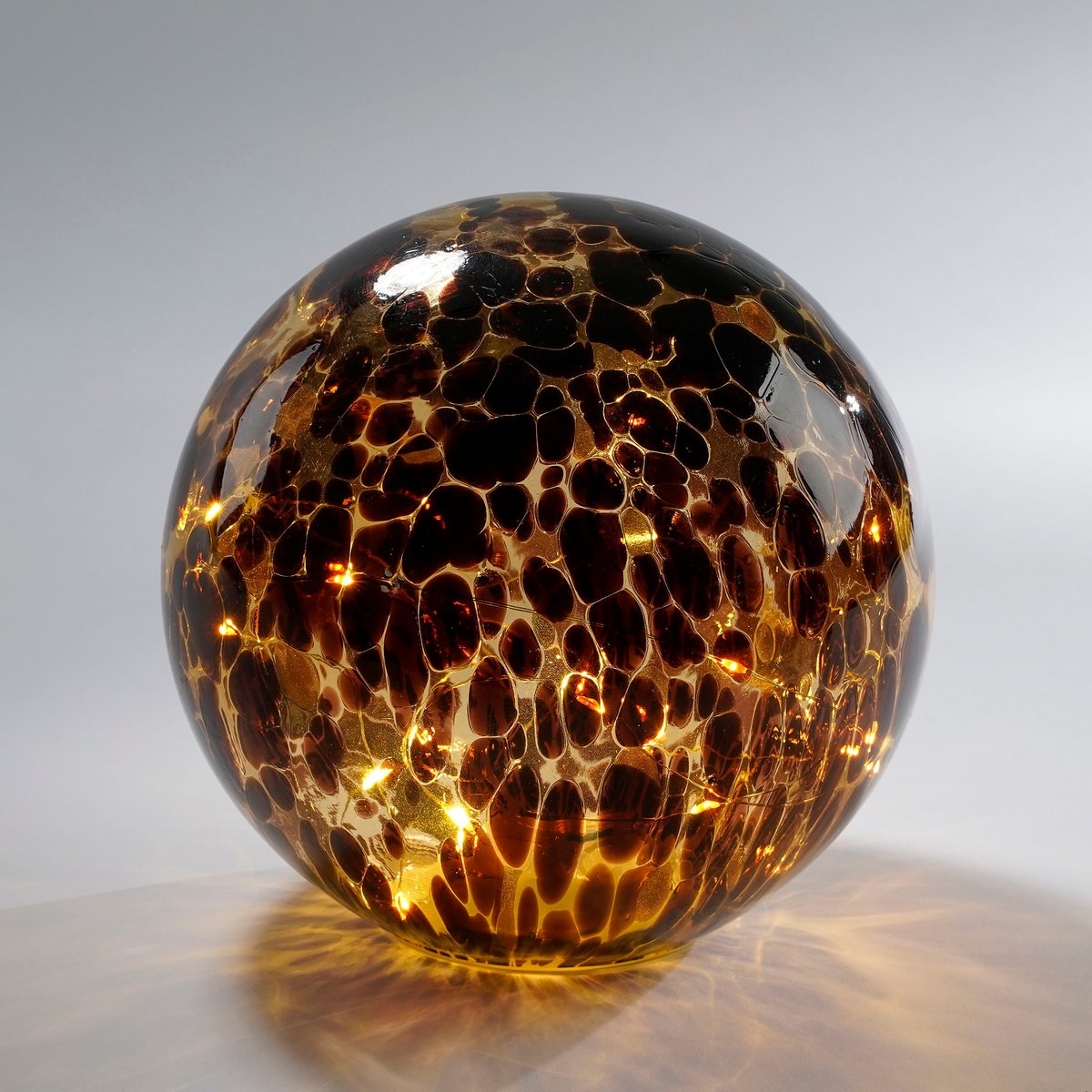 Bollamp met LED Verlichting - H20 x Ø20 cm - Glas - Bruin