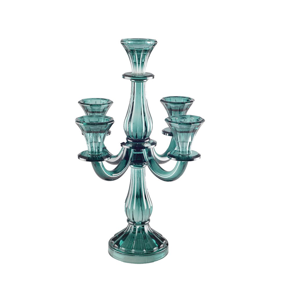 5-LICHTSE TURQUOISE KANDELAAR H35CM