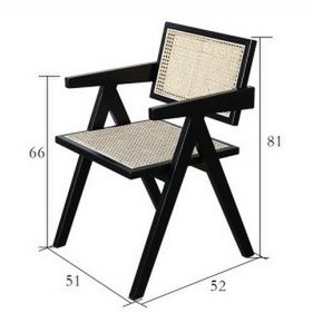 stoel Pierre Jeanneret hout + rotan, hoge kwaliteit