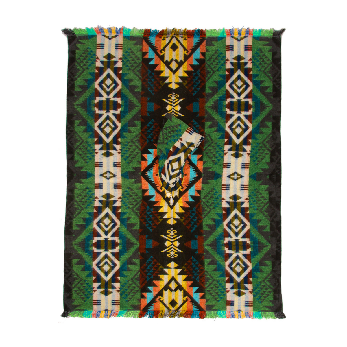 Alpaca Poncho inheems patroon | Waorani groen