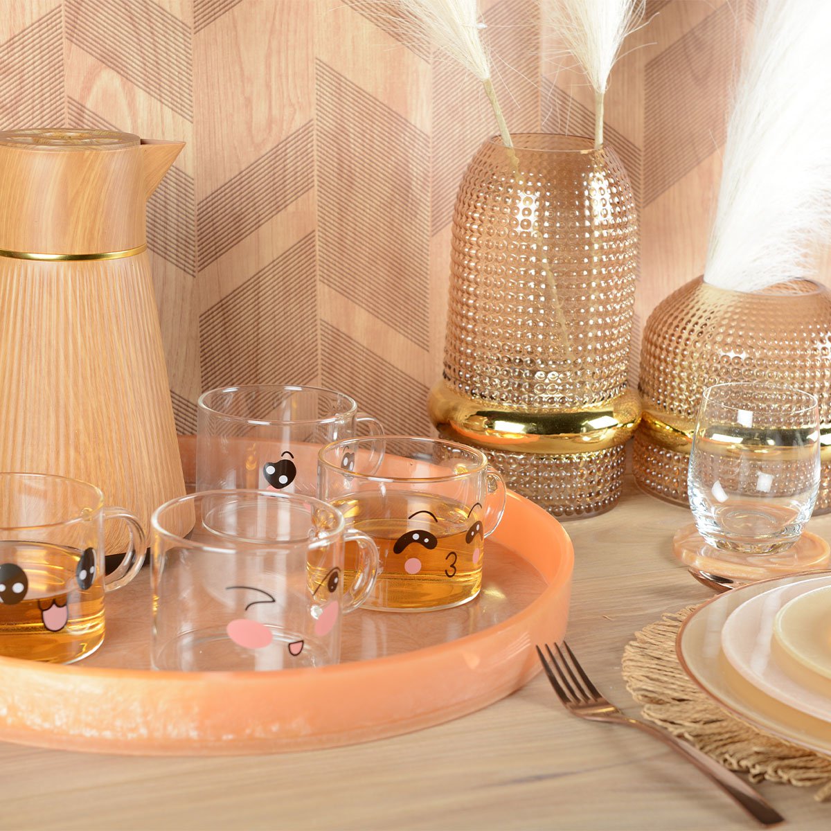 Houten koffiezetapparaat met gouden handvat 1L