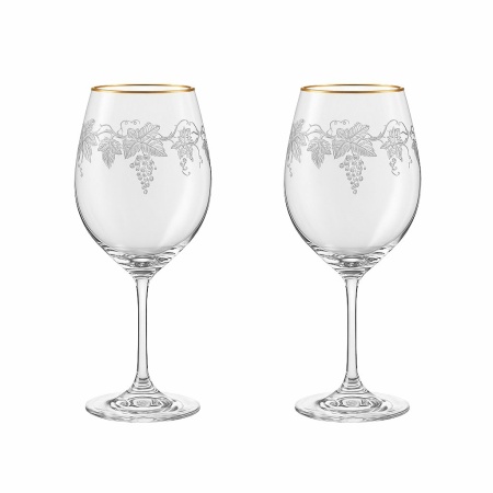 Gegraveerde wijnglazen Vine Gilded - set van 2