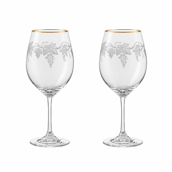 Gegraveerde wijnglazen Vine Gilded - set van 2