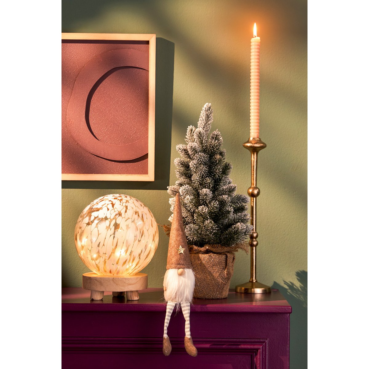 Bollamp met LED Verlichting - H20 x Ø20 cm - Glas - Wit